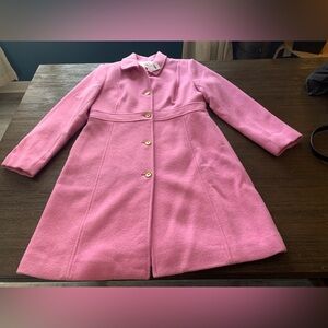 J. Crew Pink Lady Day Coat with Gold Buttons